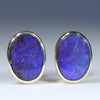 Natural Australian Boulder Opal Gold Studs