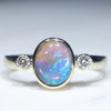 Natural Australian Black Crystal Opal Gold and Diamond Ring