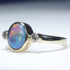 10k Gold - Solid Black Crystal Opal - Natural Diamonds