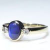 10k Gold - Solid Black Opal - Natural Diamonds