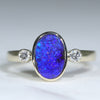 Natural Australian Boulder Opal Gold and Diamond Ring