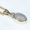 Natural Australian Crystal Opal and Diamond Gold Pendant (9mm x 5.5mm) Code - ESP125