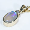 Natural Australian Crystal Opal and Diamond Gold Pendant (9mm x 5.5mm) Code - ESP125