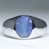 Natural Australian Boulder Opal Silver Men's Ring