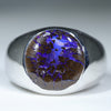 Natural Australian Opal Matrix Silver Men's Ring