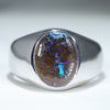 Natural Australian Matrix Opal Silver Men's Ring