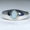 Natural Australian Boulder Opal Silver Men's Ring