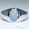 Natural Australian Boulder Opal Silver Men's Ring