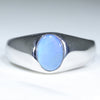 Natural Australian Boulder Opal Silver Men's Ring