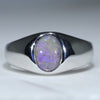 Natural Australian Boulder Opal Silver Men's Ring