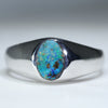 Natural Australian Boulder Opal Silver Men's Ring