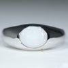 Natural Australian White Opal Silver Men's Ring