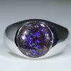 Natural Australian Matrix Opal Silver Men's Ring