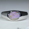 Natural Australian Boulder Opal Silver Men's Ring
