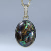 Natural Australian Boulder Opal Matrix Gold and Diamond Pendant