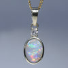 Natural Australian Coober Pedy Dark Opal Gold and Diamond Pendant