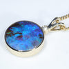 Natural Australian Boulder Opal and Diamond Gold Pendant (13mm x 13mm) Code - GPA13J
