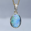 Natural Australian Boulder Opal Gold and Diamond Pendant