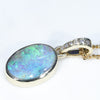 10k Gold - Solid Boulder Opal - Natural Diamonds