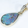 Natural Australian Boulder Opal and Diamond Gold Pendant (16mm x 10mm) Code - ESP169