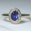Natural Australian Boulder Opal Gold and Diamond Ring