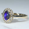 18k Gold - Solid Boulder Opal - Natural Diamonds