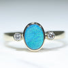 Natural Australian Boulder Opal Gold and Diamond Ring