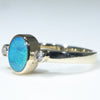 10k Gold - Solid Boulder Opal - Natural Diamonds