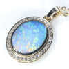 18k Gold - Solid Boulder Opal - natural Diamonds