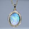 Natural Australian Boulder Opal Gold and Diamond Pendant