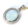 18k Gold - Solid White Opal - Natural Diamonds