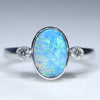 Natural Australian Boulder Opal and Diamond 14K White Gold Ring  - Size 6.5 Code - EJ75