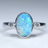 Natural Australian Boulder Opal and Diamond 14K White Gold Ring  - Size 6.5 Code - EJ75