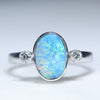 Natural Australian Boulder Opal and Diamond 14K White Gold Ring  - Size 6.5 Code - EJ75