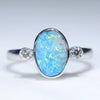 Natural Australian Boulder Opal and Diamond 14K White Gold Ring  - Size 6.5 Code - EJ75
