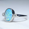 Natural Australian Boulder Opal and Diamond 14K White Gold Ring  - Size 6.5 Code - EJ75