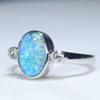 Natural Australian Boulder Opal and Diamond 14K White Gold Ring  - Size 6.5 Code - EJ75