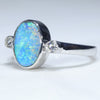 Natural Australian Boulder Opal and Diamond 14K White Gold Ring  - Size 6.5 Code - EJ75