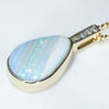 10k Gold - Solid Boulder Opal - Natural Diamonds
