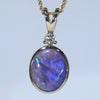 Natural Australian Black Opal Gold and Diamond Pendant