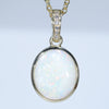 Natural Australian White Opal Gold and Diamond Pendant