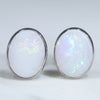 Natural Australian white Opal Silver Stud Earrings