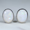 Natural Australian White Opal Silver Stud Earrings