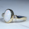 18k Gold - Solid White Opal - Natural Diamonds