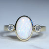 Natural Australian 18k Gold White Opal and Diamond Ring