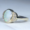 10k Gold - Solid Dark Opal - Natural Diamonds