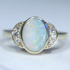 Natural Australian Coober Pedy Gold Opal and Diamond Ring