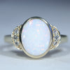 Natural Australian White Opal Gold and Diamond Ring