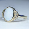 10k Gold - Solid White Opal - Natural Diamonds