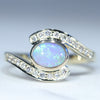 Coober Pedy Solid Opal and Diamond Gold Ring Size - 6 US Code  EM56